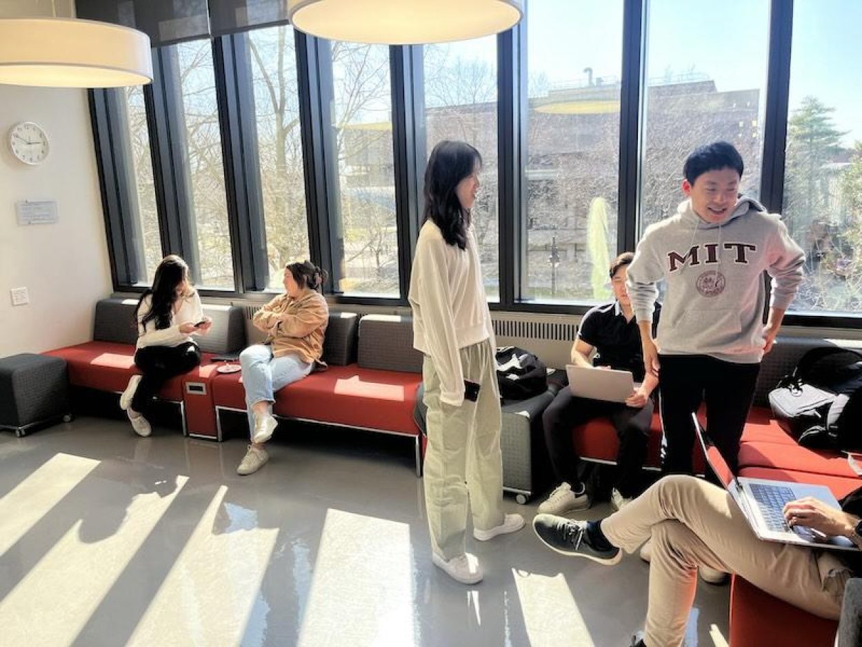 students hanging out in the CRE student lounge